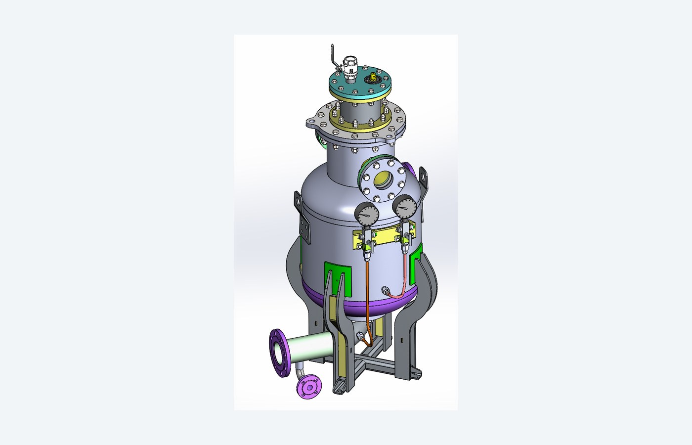 CAD model of a gas-separation and controlled-venting unit for diesel and kerosene service